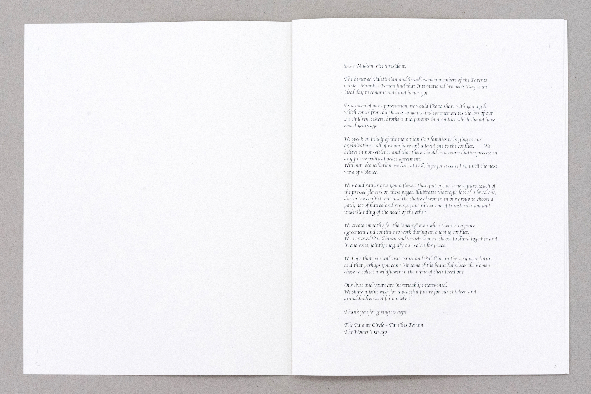 Letter to US Vice President Kamala Harris